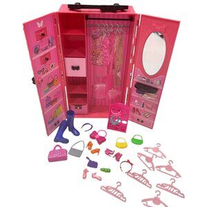 Barbie Wardrobe Closet with Accessories w/Hangers, Shoes & Purses Fashion Outfit
